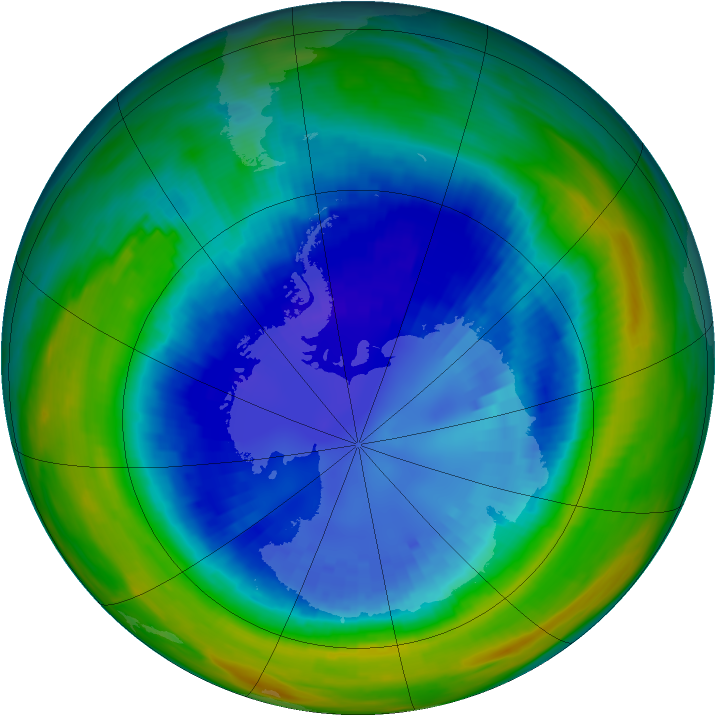 Antarctic ozone map for 01 September 1992
